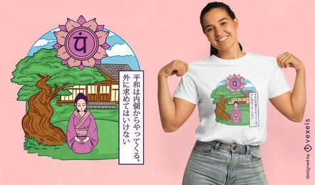 Japanese woman meditating t-shirt design