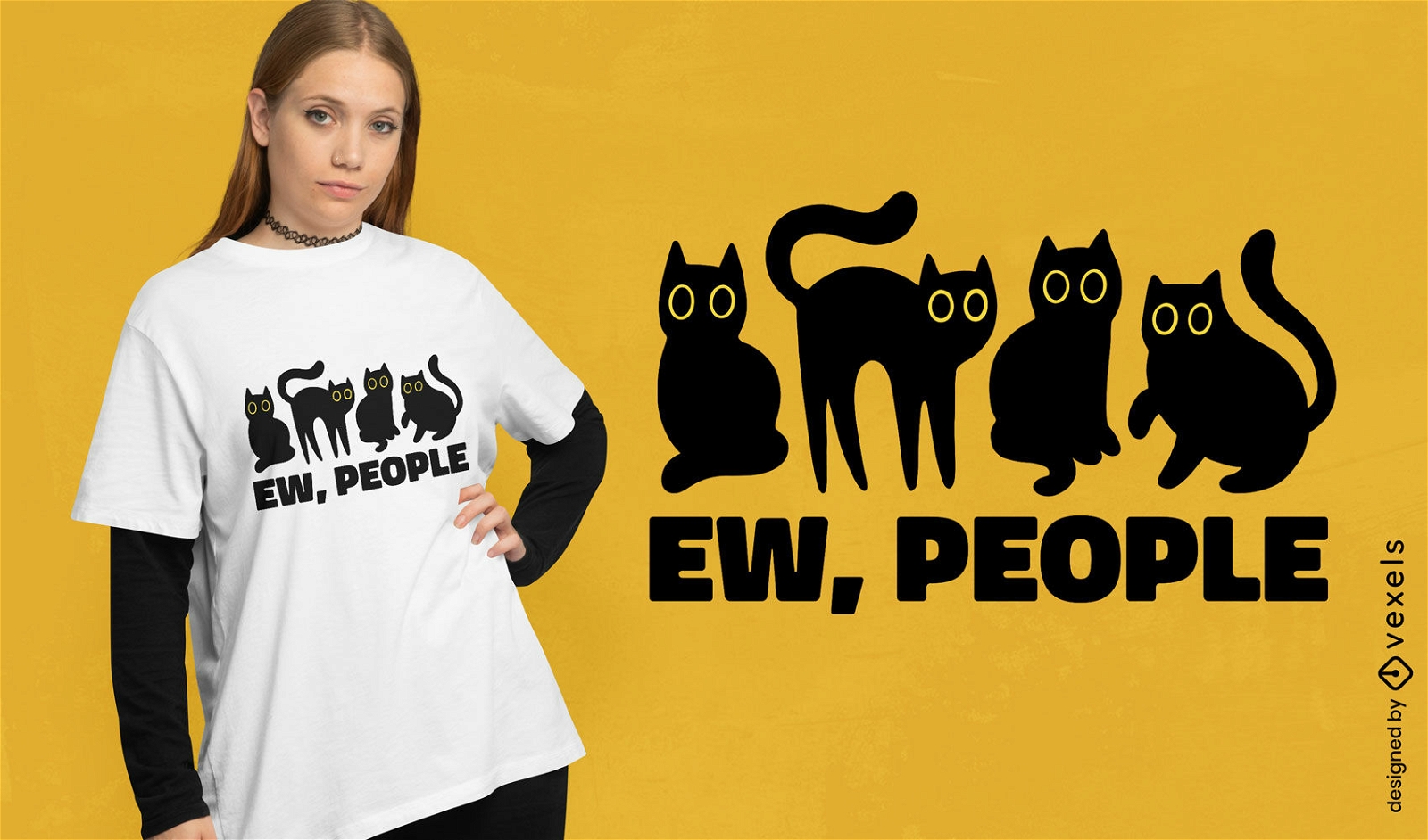 Diseño de camiseta de gatos antisociales.