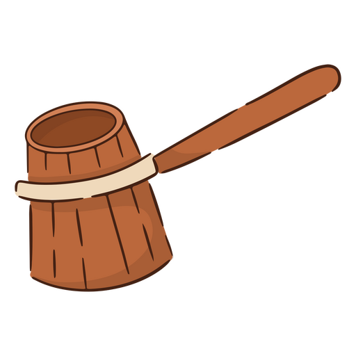 Wooden bucket with a wooden handle PNG Design