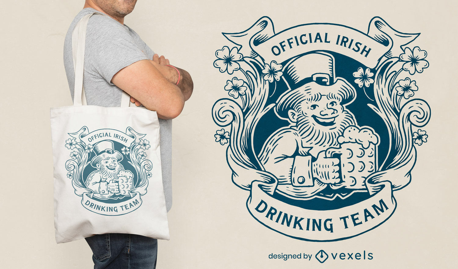 Diseño de bolsa de asas de duende irlandés