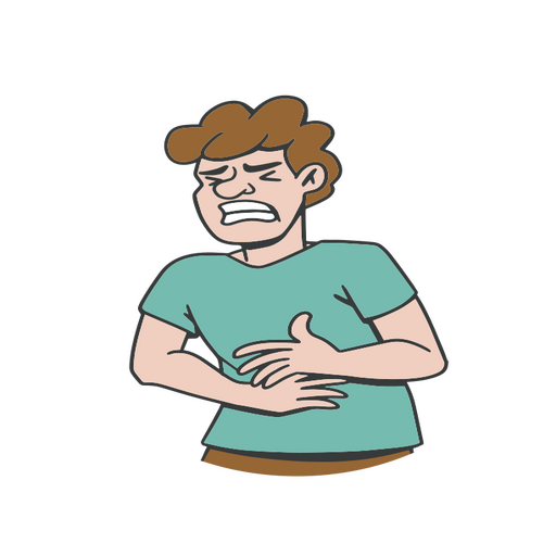 Hombre con dolor de estómago sosteniendo su estómago Diseño PNG