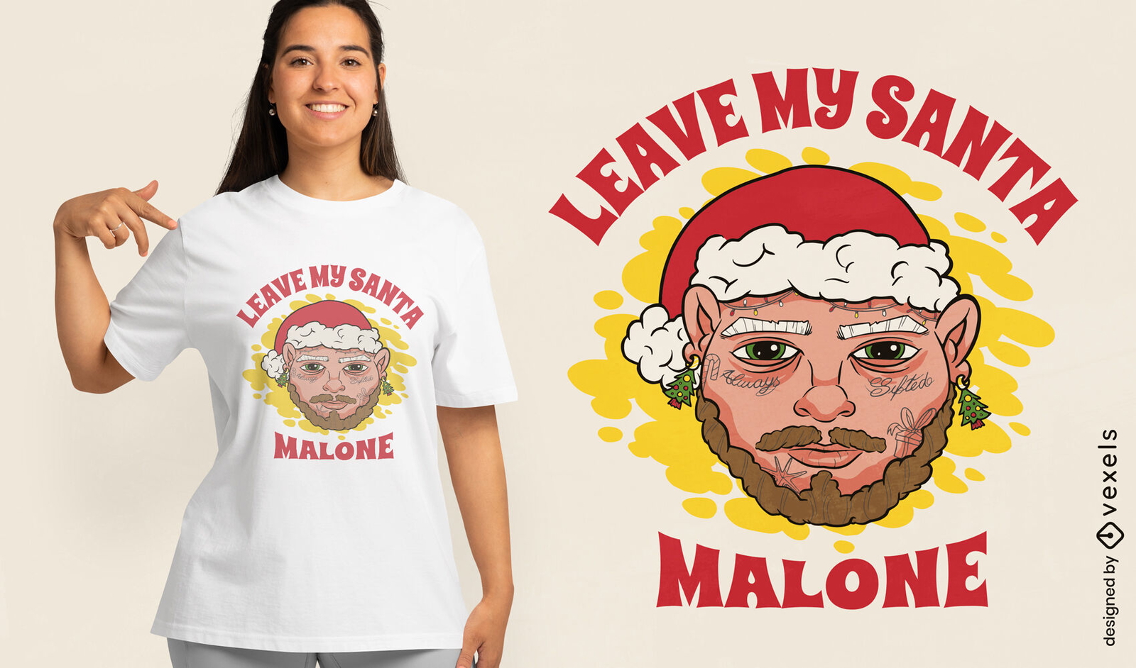 Diseño de camiseta de parodia de personaje de santa claus