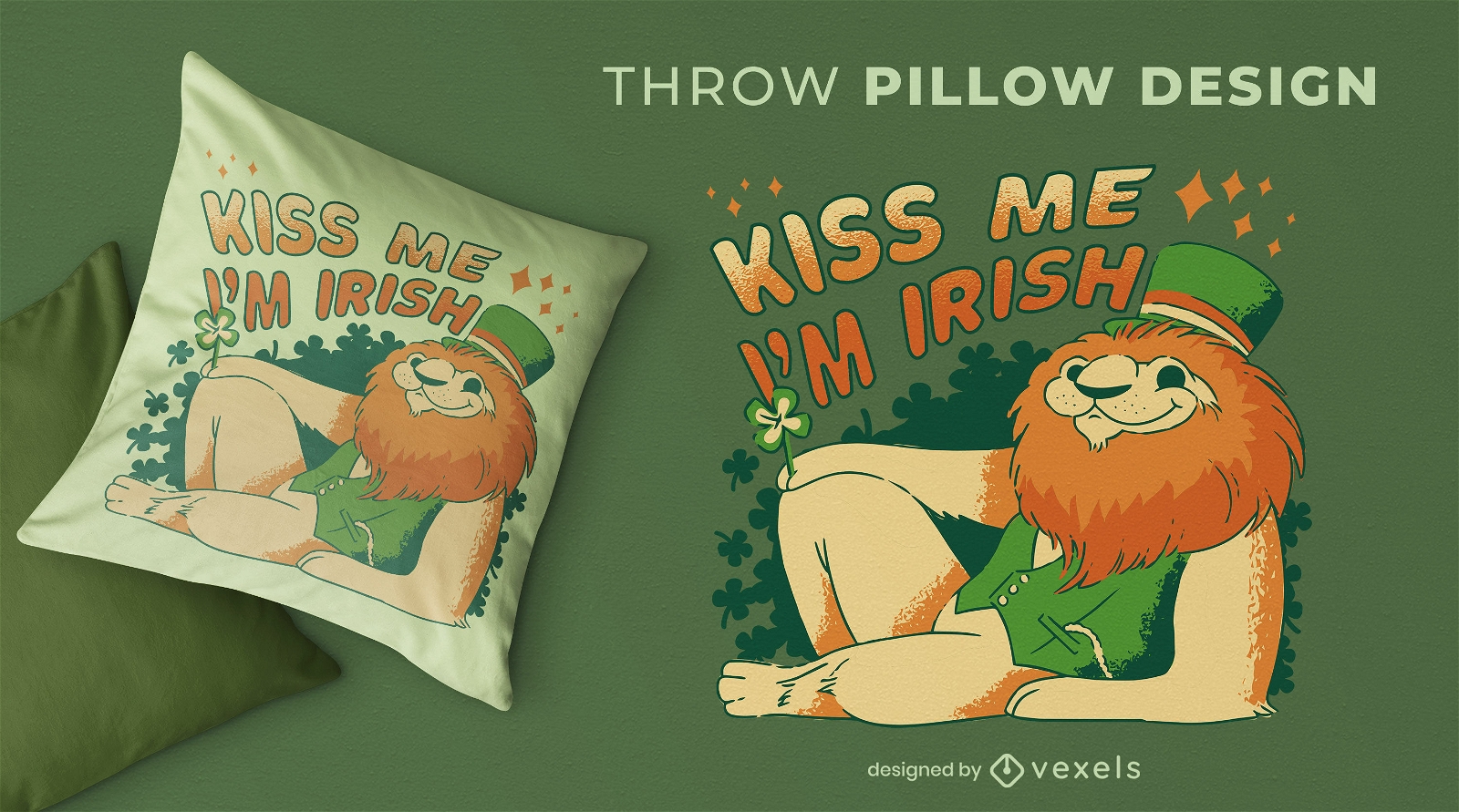 Irish lion animal st patricks throw pillow design