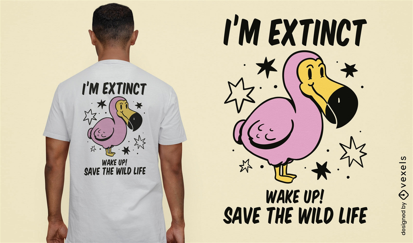 Design de camiseta com citação de conscientização de pássaros extintos