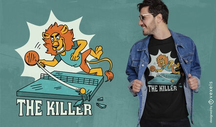 Lion playing table tennis t-shirt design