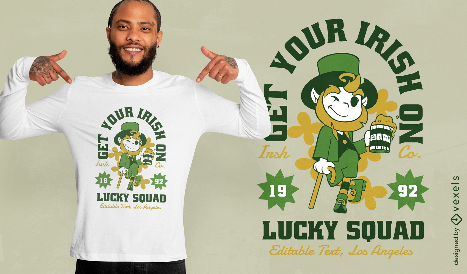 Leprechaun em design de camiseta de são patrício