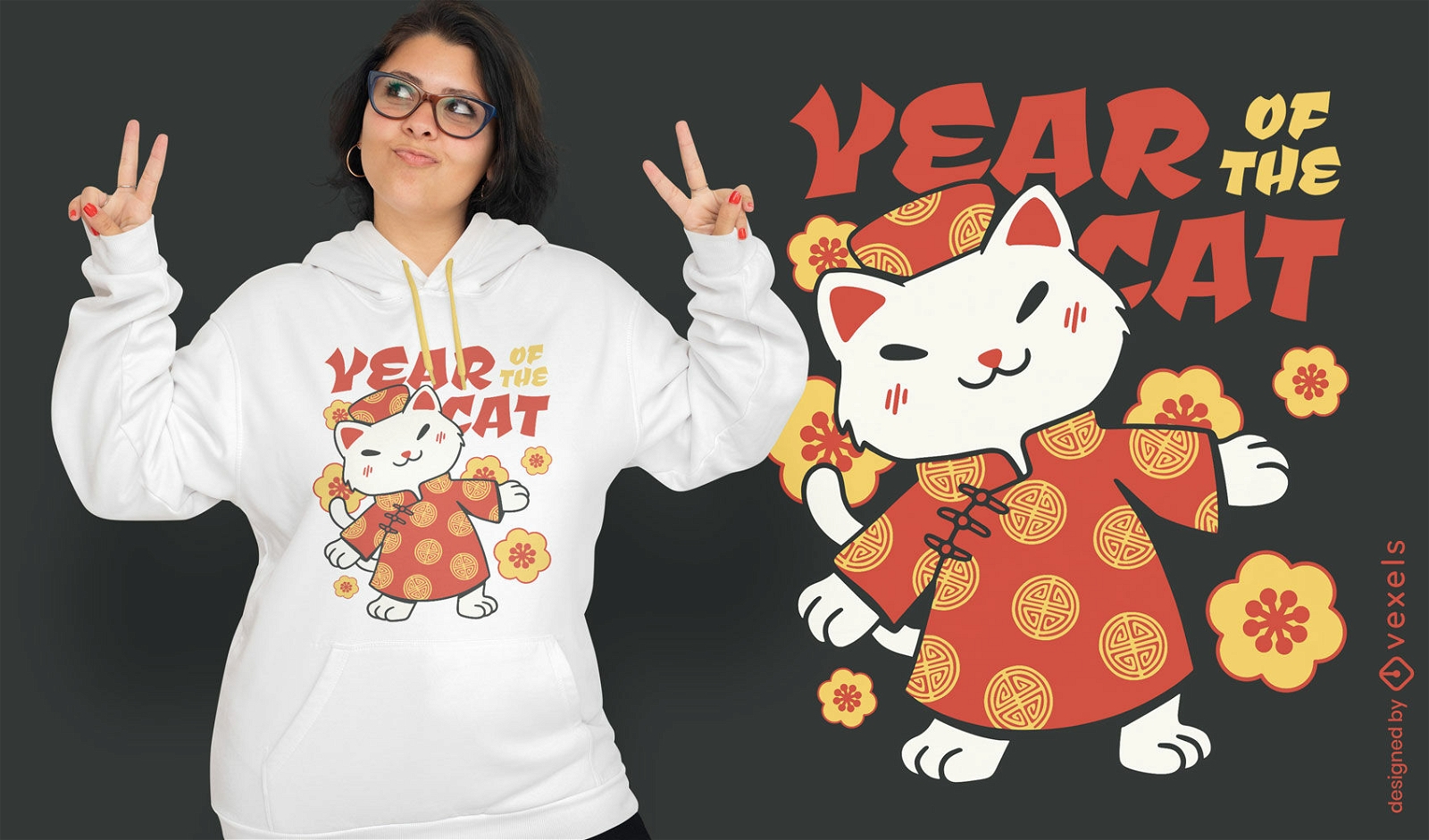 Design de camiseta de gato de ano novo vietnamita