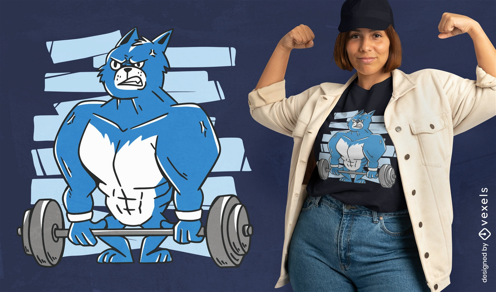 Gym cat t-shirt design