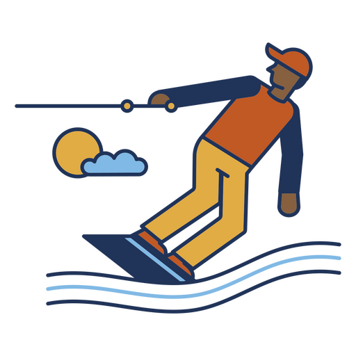 Mann reitet auf einem Brett auf dem Wasser PNG-Design