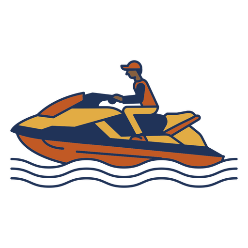 Man riding a jet ski on the water simple PNG Design