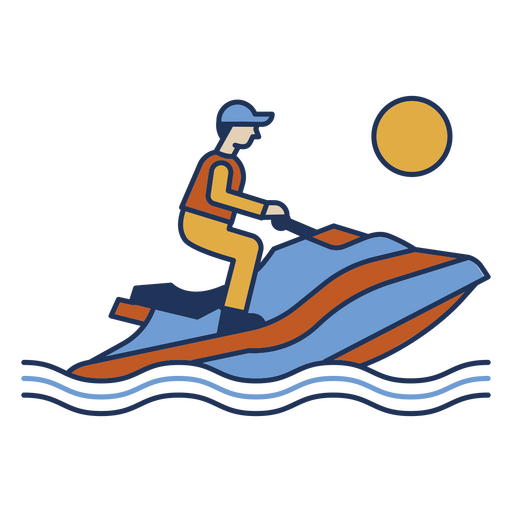 Homem andando de jet ski ao pôr do sol Desenho PNG