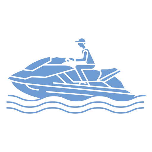 Homem andando de jet ski na água cortado Desenho PNG