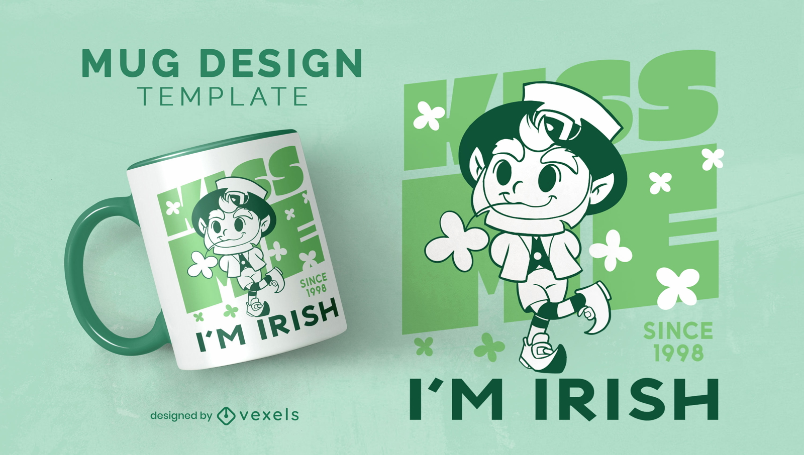 Irish cartoon leprechaun mug design