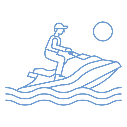 Hombre montando una moto acuática sobre un fondo oscuro Diseño PNG