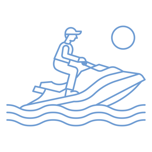 Mann fährt auf einem Jetski vor dunklem Hintergrund PNG-Design