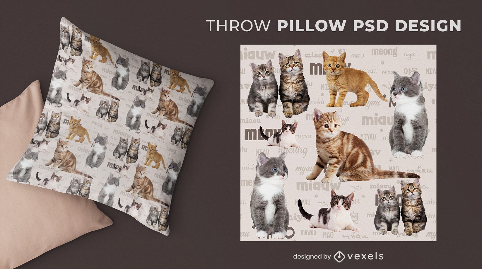 Photographs of cat animals throw pillow design