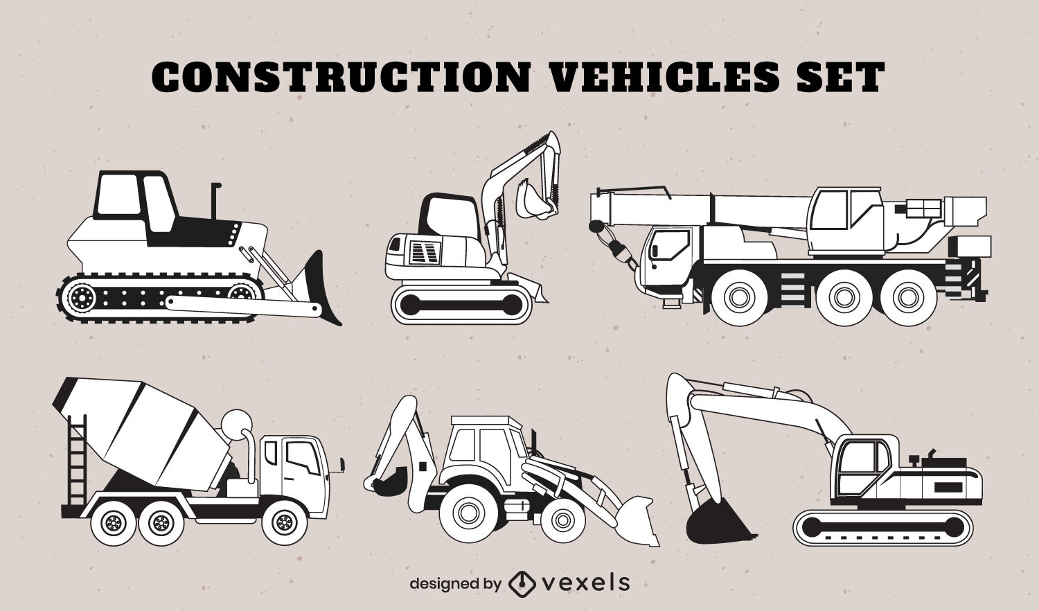Conjunto de transporte de vehículos de construcción.