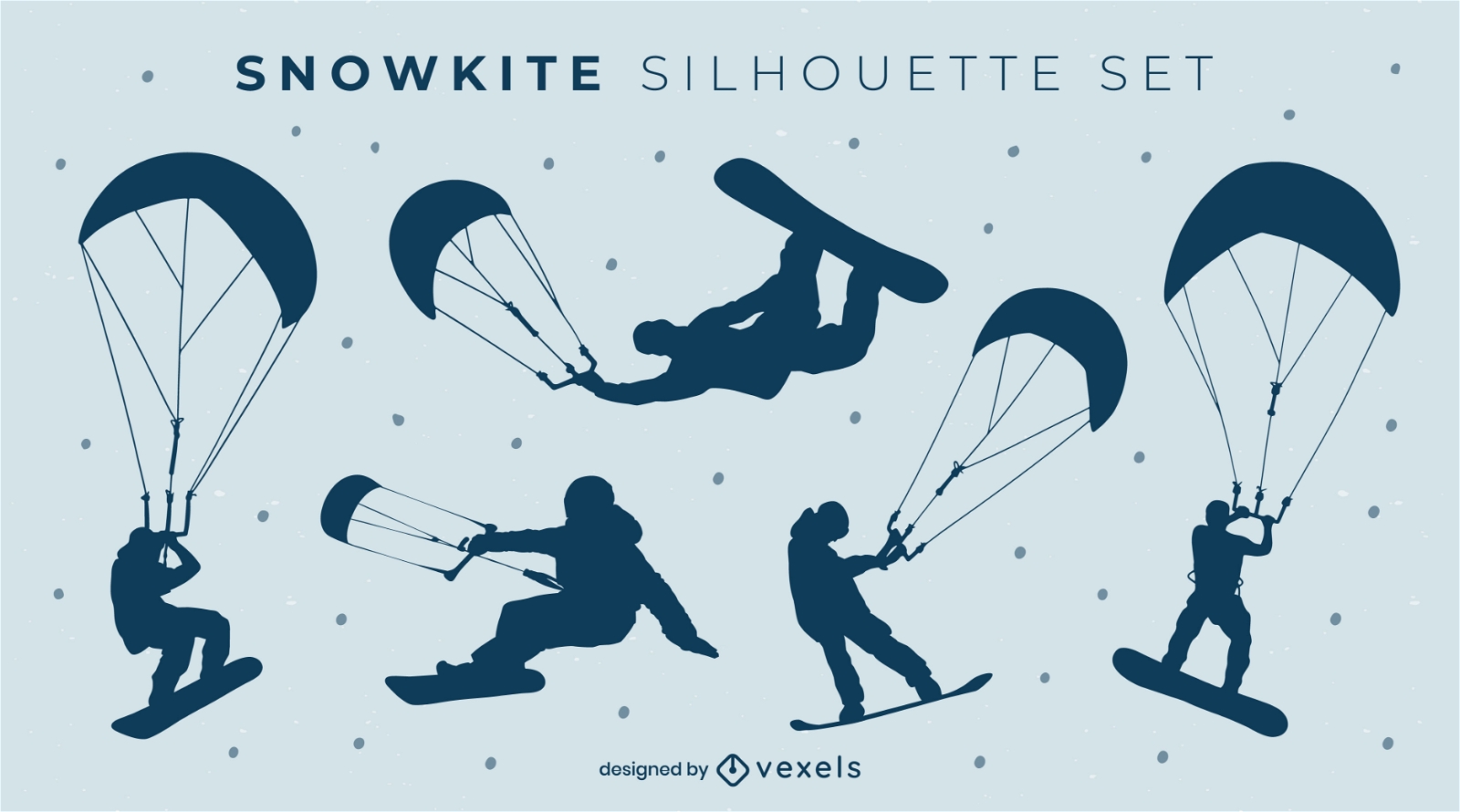 Conjunto de silhueta Snowkite
