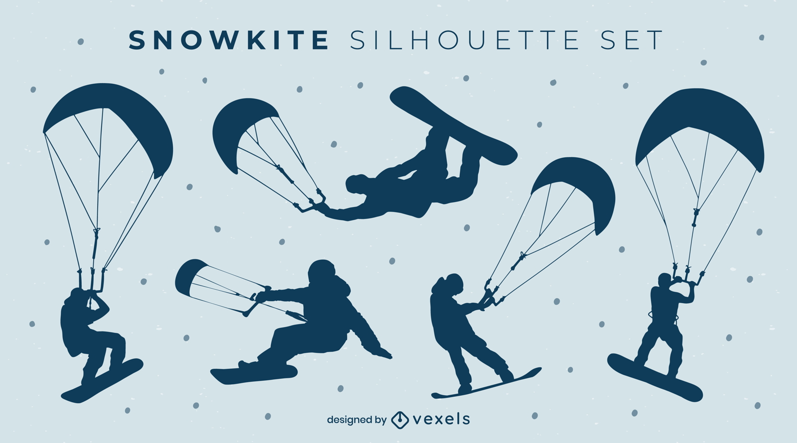 Snowkite silhouette set