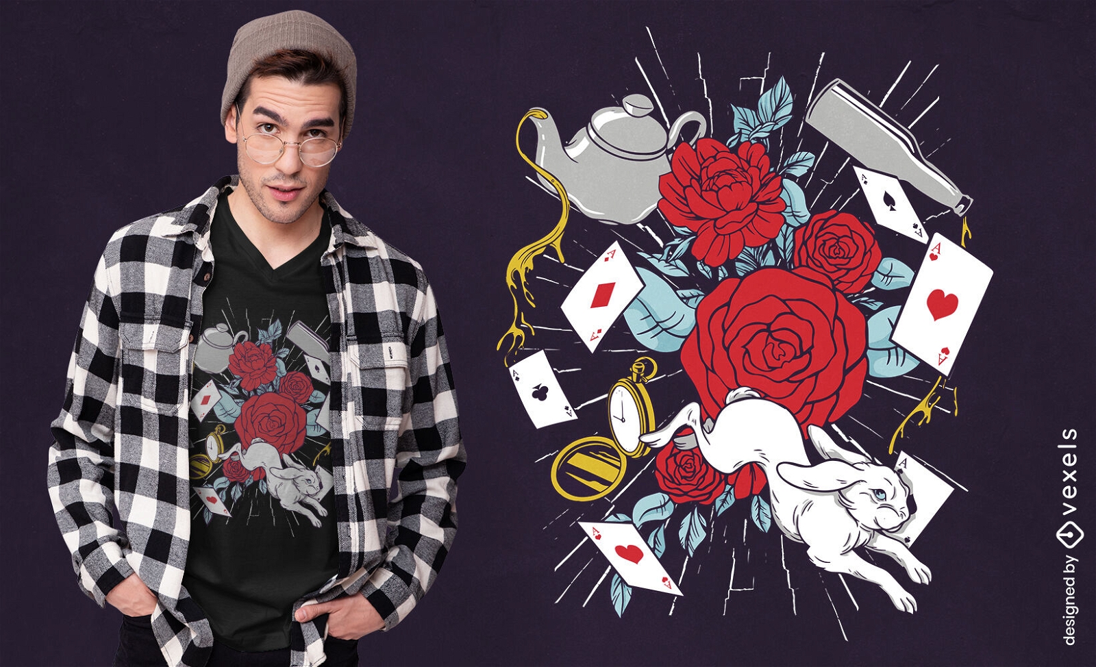 Roses and playing cards t-shirt design
