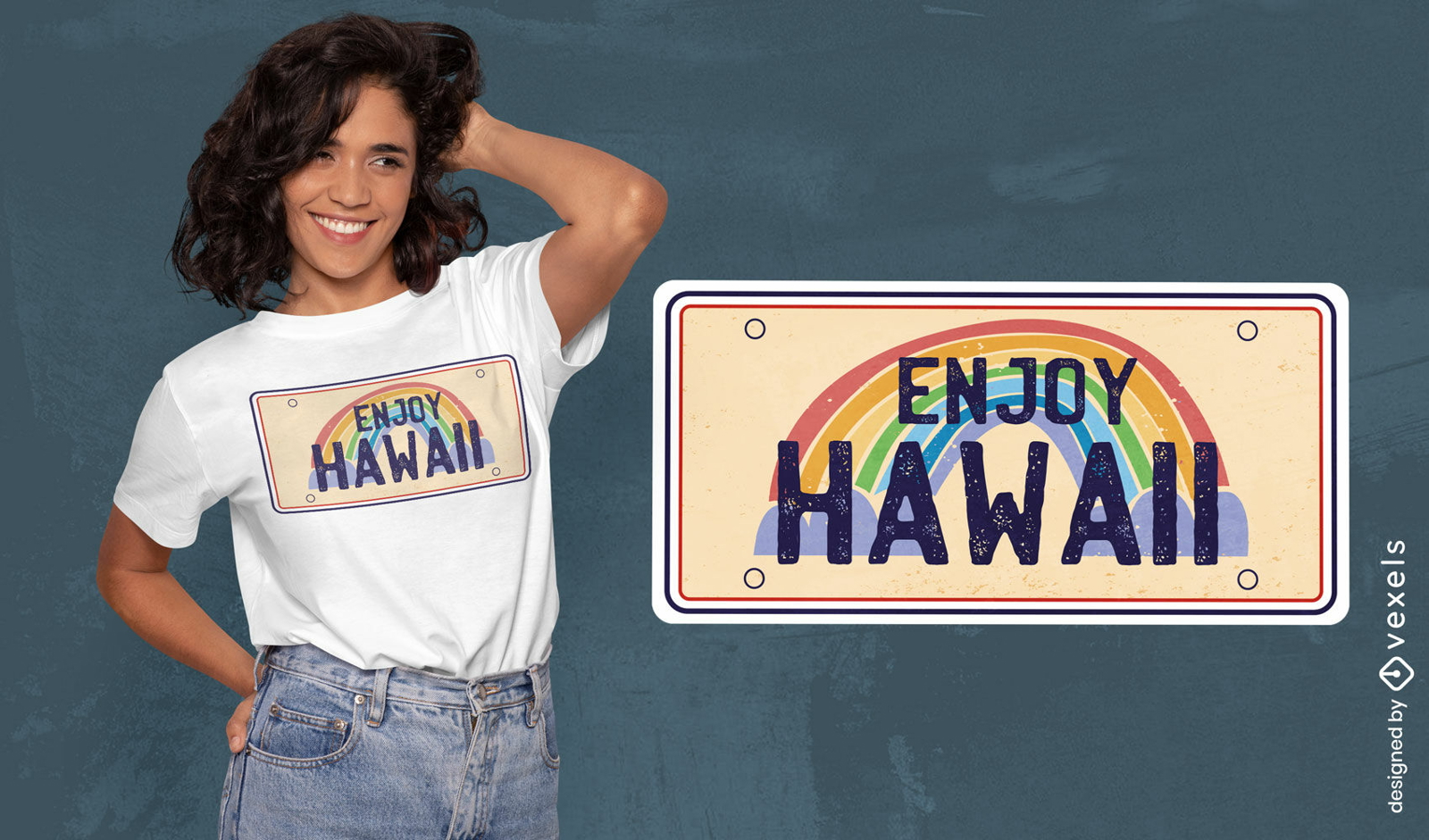 Diseño de camiseta de placa de coche de Hawaii
