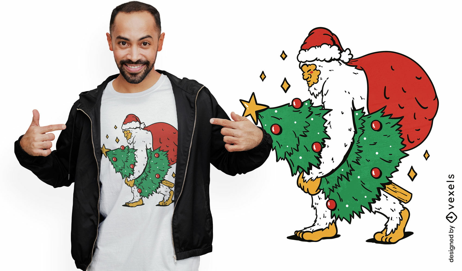 Diseño de camiseta de yeti de navidad.