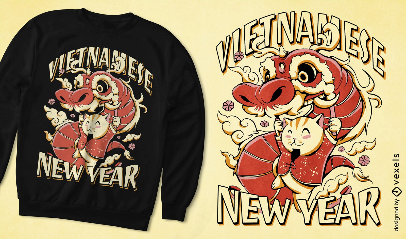 Diseño de camiseta de dragón de año nuevo vietnamita