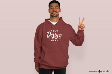 Latin american man happy in hoodie mockup