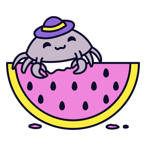 Crab eating a slice of watermelon PNG Design