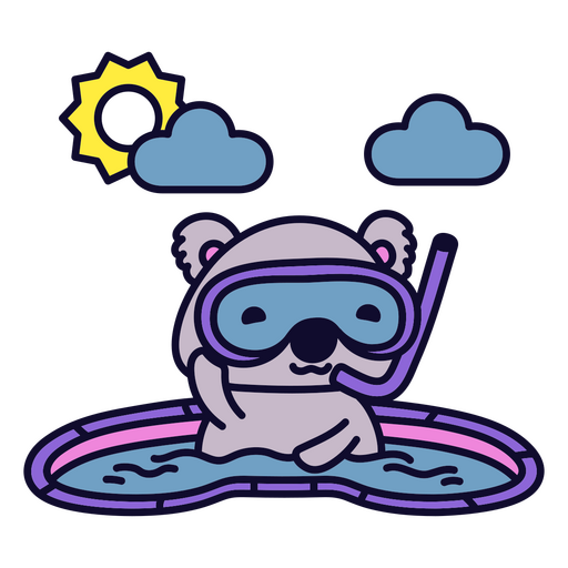 Coala nadando em uma piscina no verão Desenho PNG