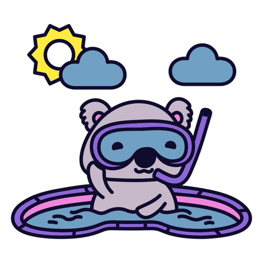 Koala nadando en una piscina de verano Diseño PNG