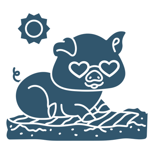 Pig with sunglasses on a blanket PNG Design