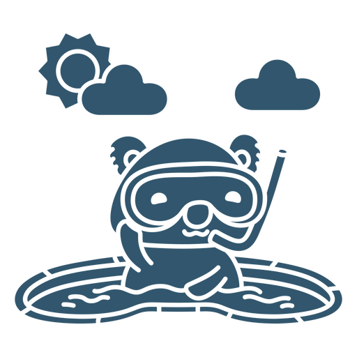 Coala nadando em uma piscina com snorkel Desenho PNG