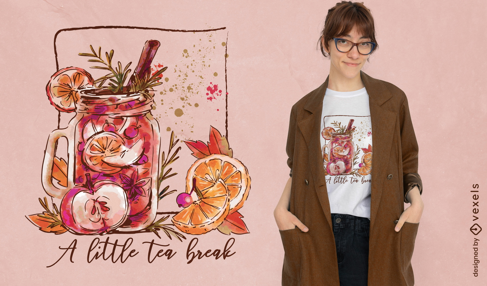 Diseño de camiseta de bebida acogedora de té de invierno