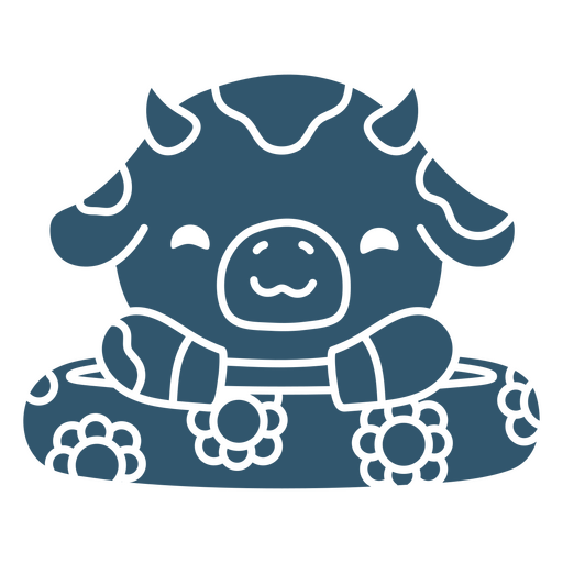 Vaca kawaii con forma de flotador recortable Diseño PNG