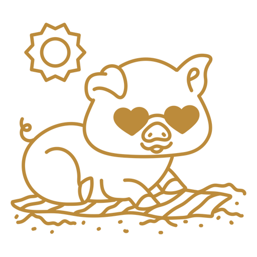 Cerdo dorado acostado Diseño PNG