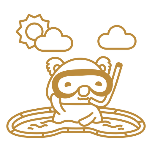 Goldbär mit Schnorchel im Wasser PNG-Design