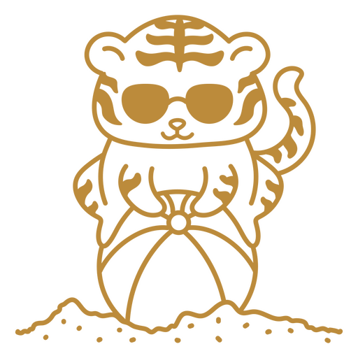 Tigre usando óculos escuros e segurando uma bola Desenho PNG