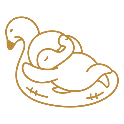 Gold penguin laying on a raft PNG Design