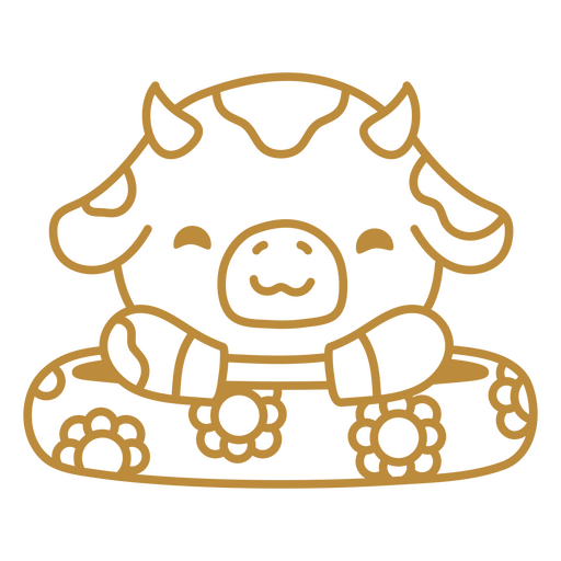 Gold cow sitting PNG Design