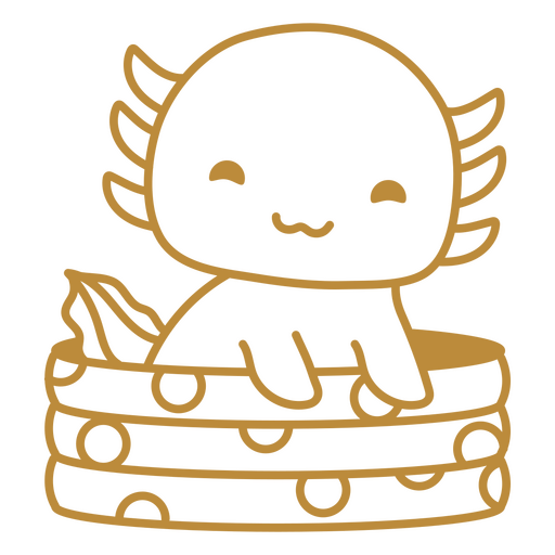 Kawaii Axolotl im Korb mit Punkten PNG-Design