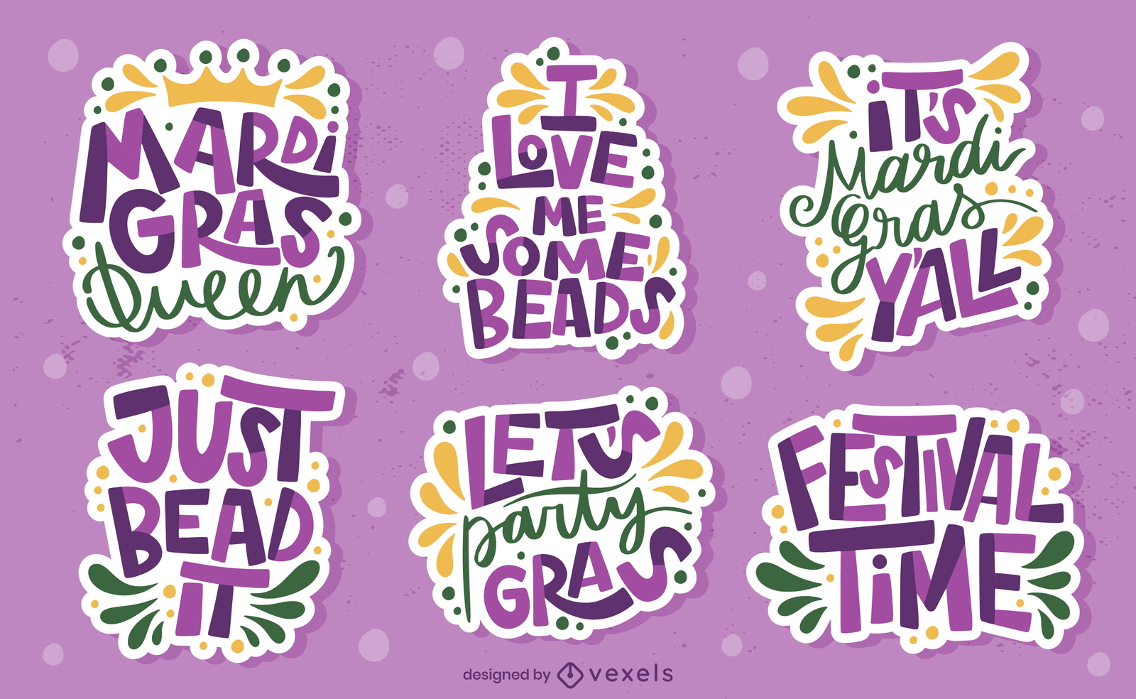 Conjunto de adesivos de citações de Mardi Gras