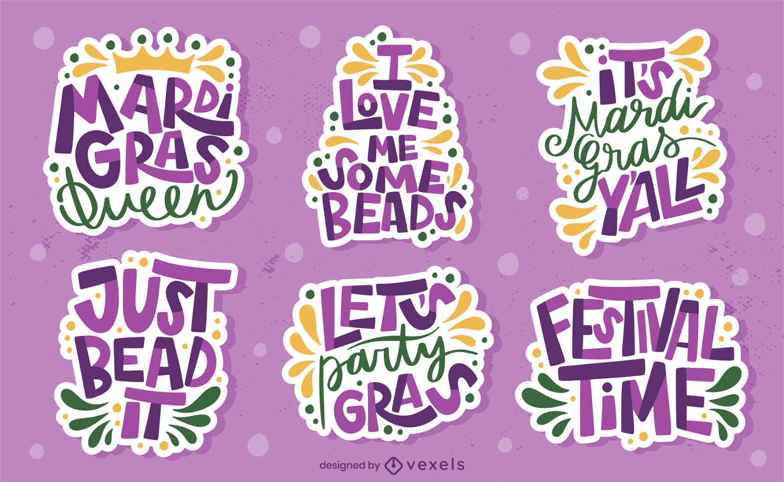 Mardi Gras quotes sticker set