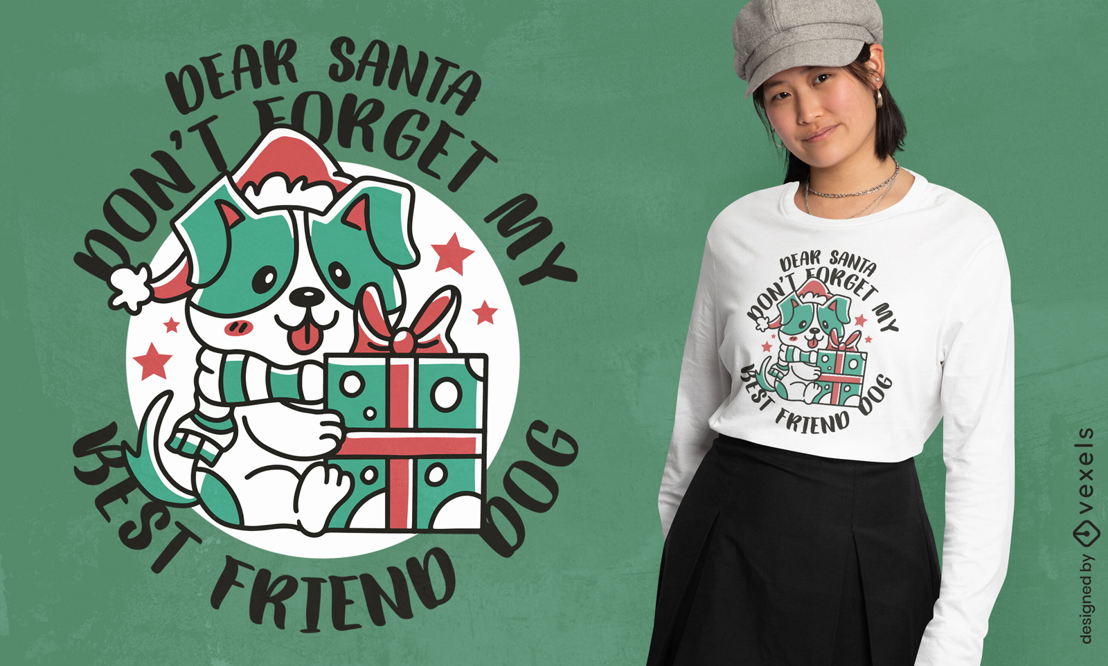 Cão com design de camiseta de presentes de natal