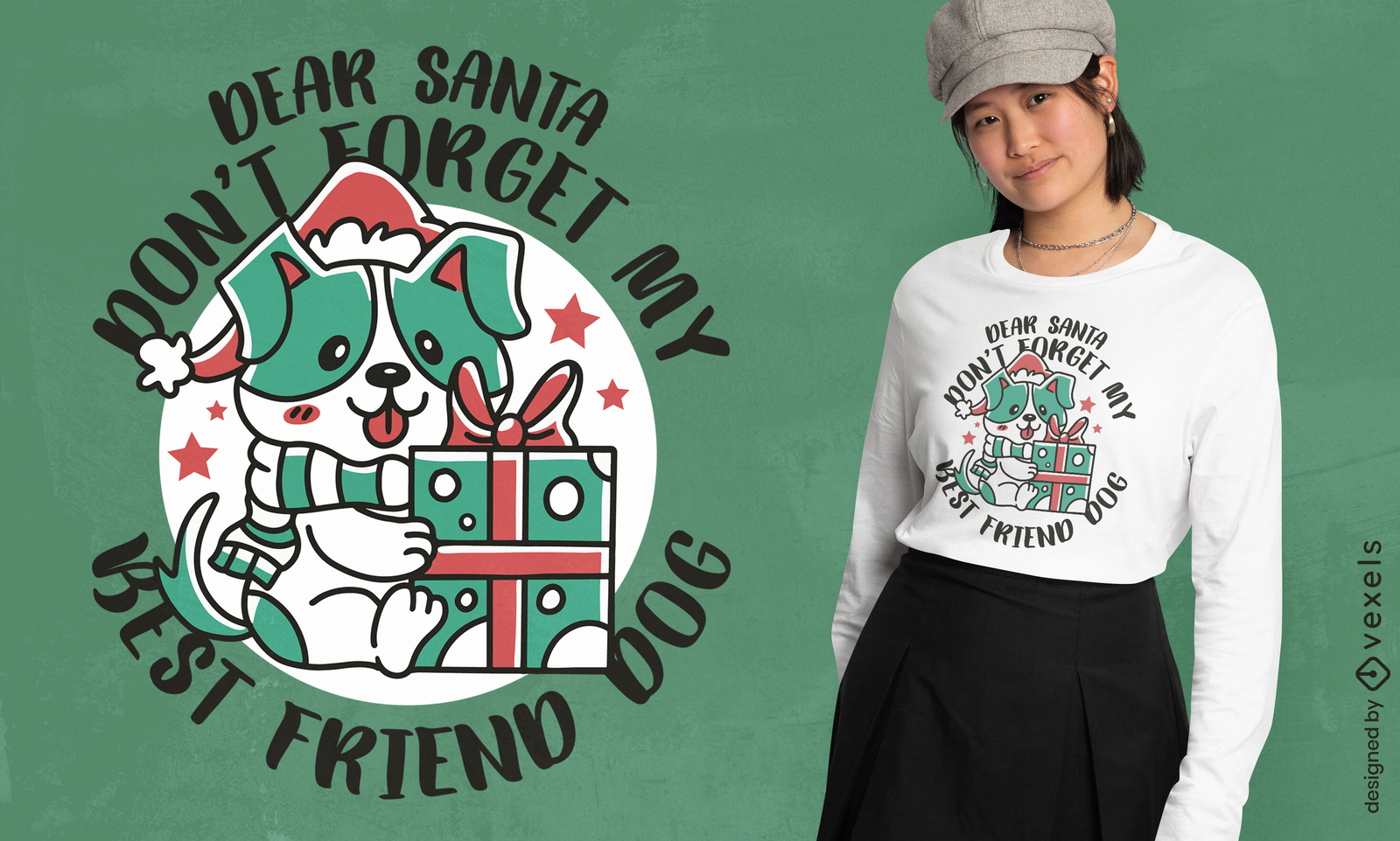 Cão com design de camiseta de presentes de natal