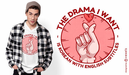 Diseño de camiseta de corazón coreano Kdrama