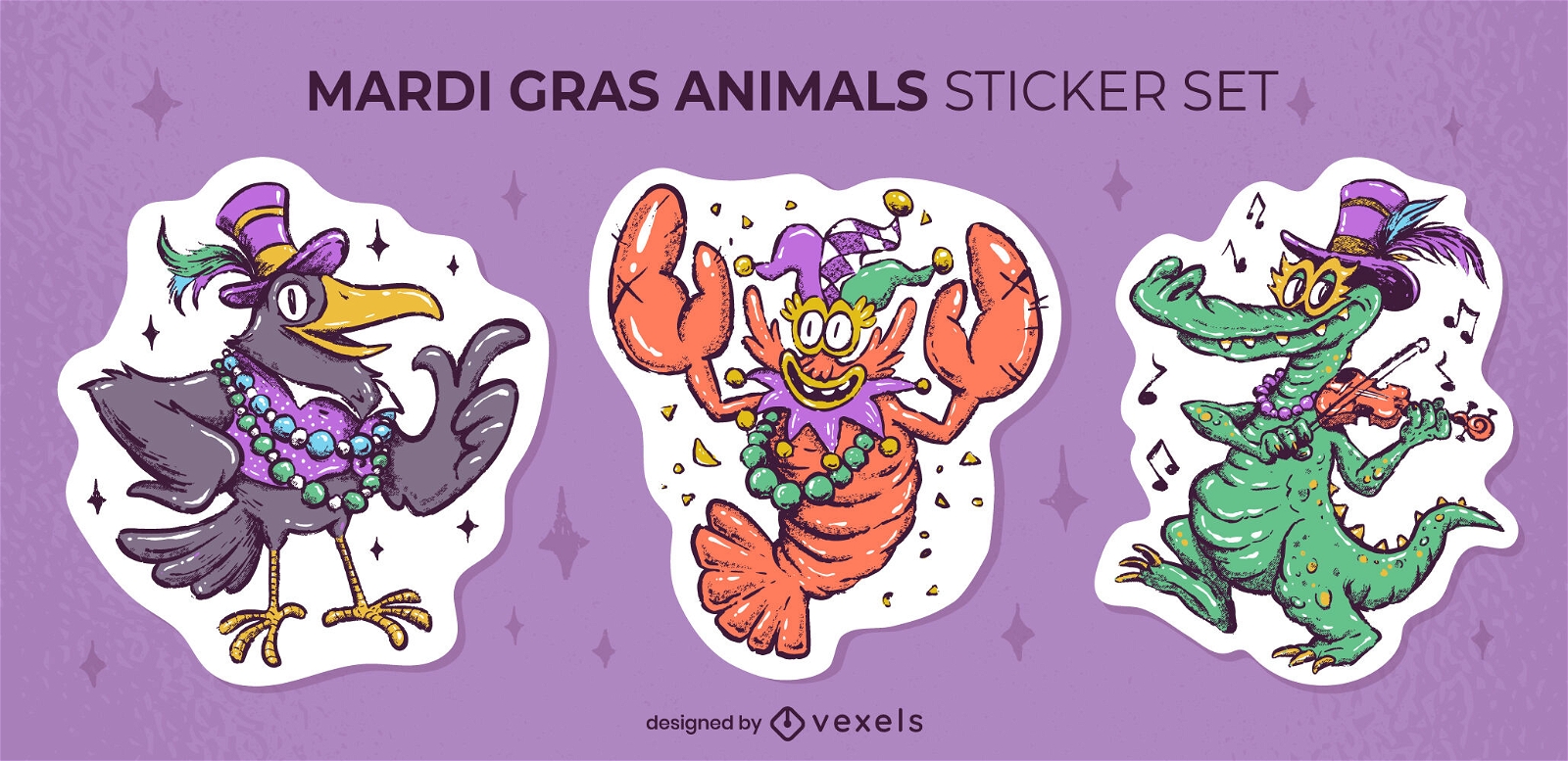 Conjunto de personajes de animales de celebración de mardi gras