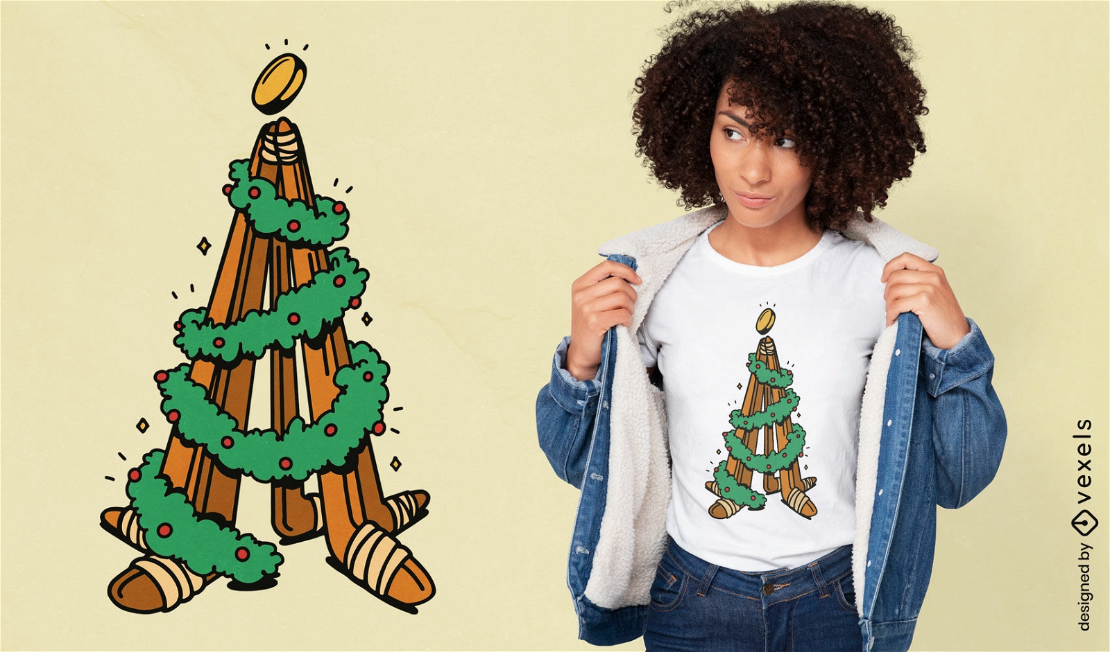 Design de camiseta de árvore de natal de hóquei