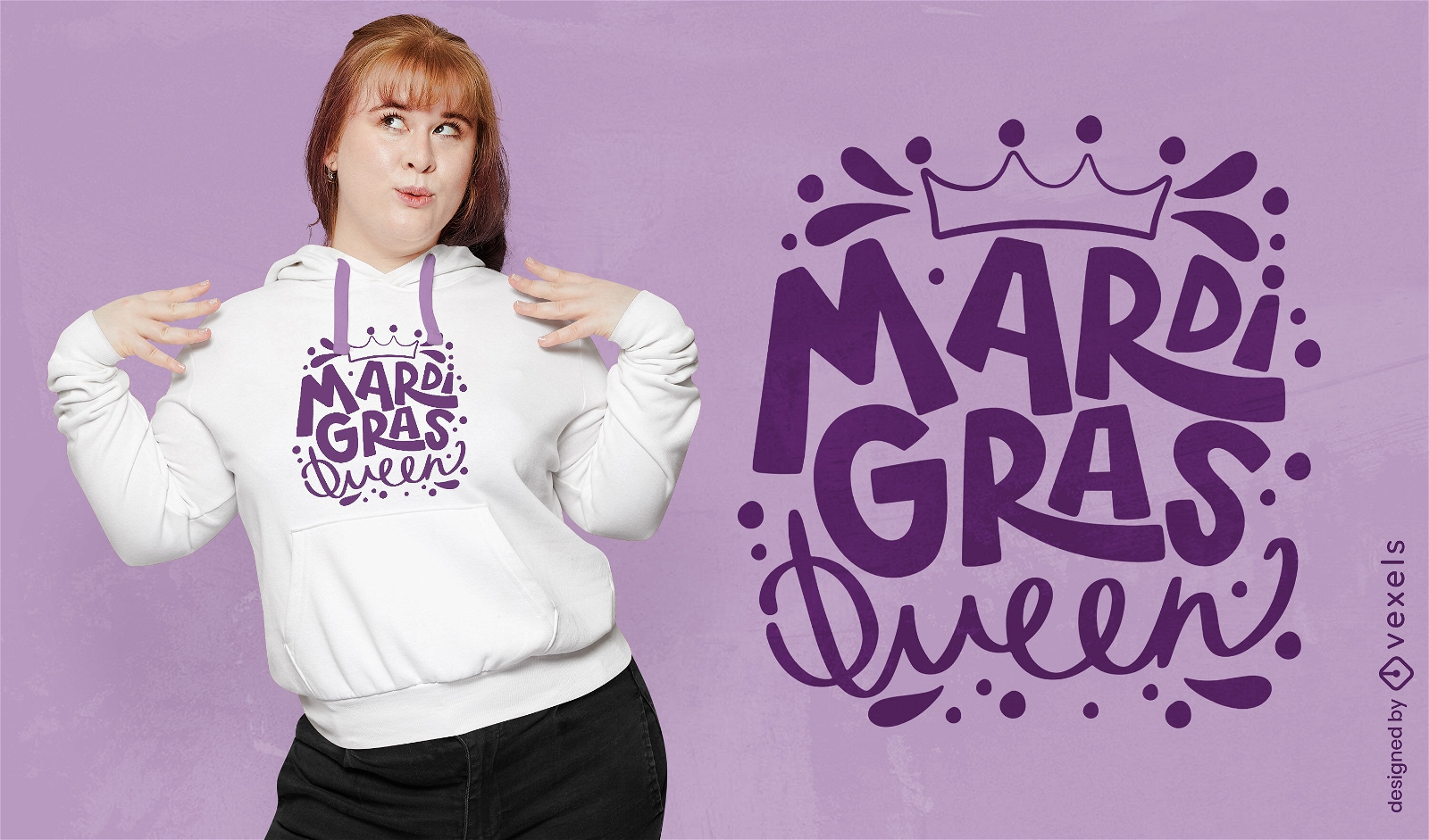 Mardi gras queen lettering t-shirt design
