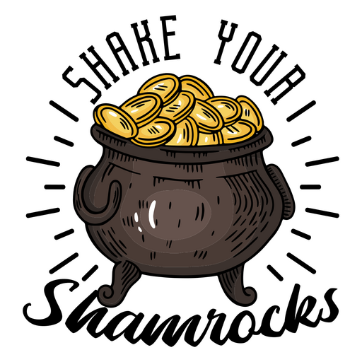 Agita tu olla de oro de tréboles Diseño PNG